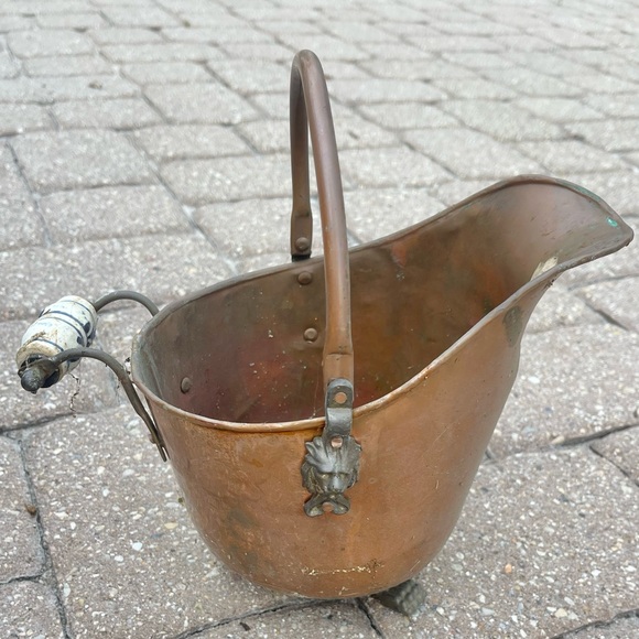 Vintage Holland Copper & Brass Scuttle with Delph handle - Picture 1 of 15
